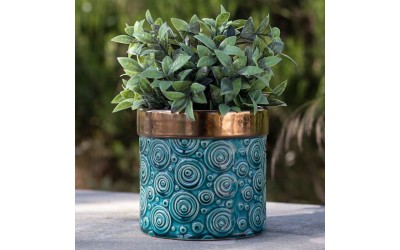 ΚΕΡΑΜΙΚΟ ΚΥΛΙΝΔΡΙΚΟ ΚΑΣΠΩ VINTAGE 14x14 ΤΥΡΚΟΥΑΖ-ΜΠΡΟΝΖΕ