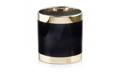 ΚΕΡΑΜΙΚΟ ΚΑΣΠΩ ΚΥΛΙΝΔΡΙΚΟ EMERALD 13x13cm ΧΡΥΣΟ-ΜΑΥΡΟ