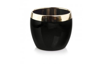 ΚΕΡΑΜΙΚΟ ΚΑΣΠΩ ΣΦΑΙΡΙΚΟ EMERALD 14x13cm ΧΡΥΣΟ-ΜΑΥΡΟ